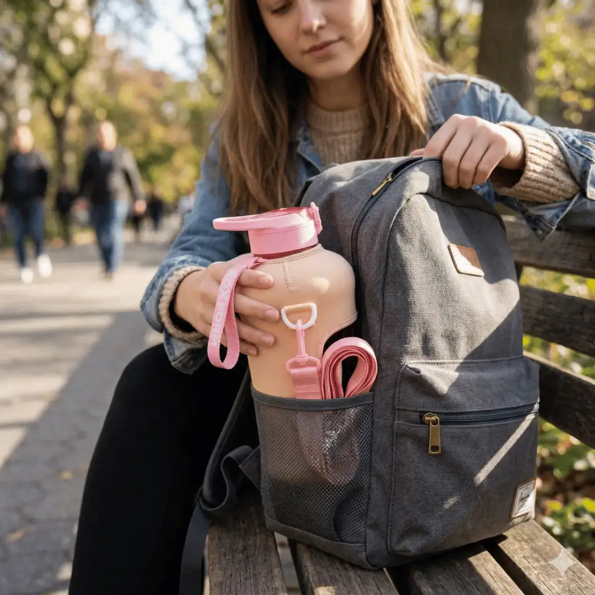 Roxform Suluk Matara 2200 ml, Premium PP Malzeme, Sağlıklı BPA & BPS İçermez, Kılıflı, Çift Kapaklı, Koku Yapmaz, Sızdırmaz ve Dayanıklı, Krem Kılıf, Pembe - 5