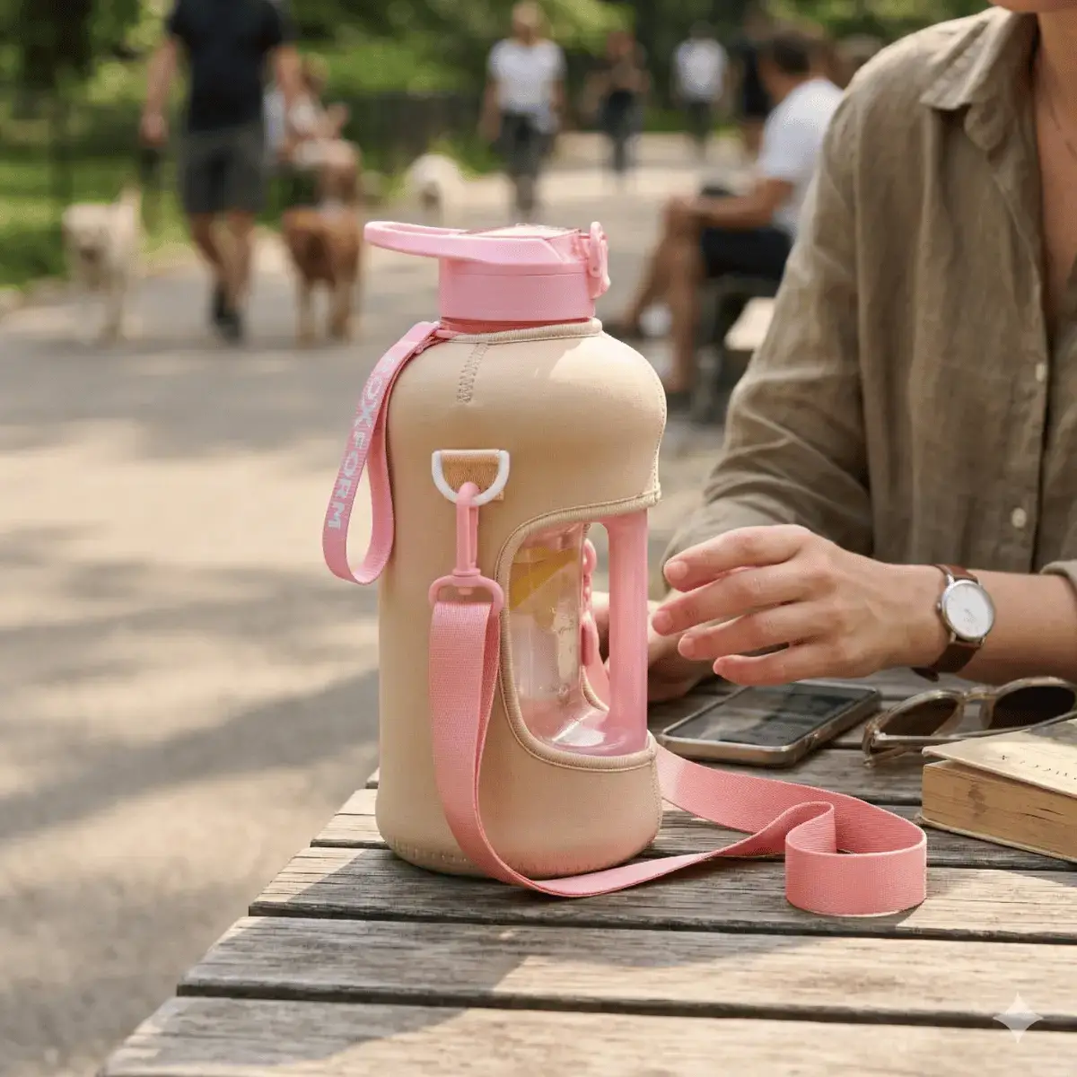 Roxform Suluk Matara 2200 ml, Premium PP Malzeme, Sağlıklı BPA & BPS İçermez, Kılıflı, Çift Kapaklı, Koku Yapmaz, Sızdırmaz ve Dayanıklı, Krem Kılıf, Pembe - 7