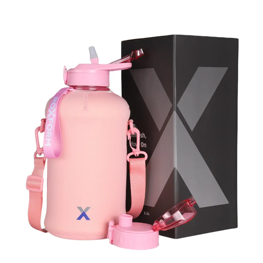 Roxform Suluk Matara 2200 ml, Premium PP Malzeme, Sağlıklı BPA & BPS İçermez, Kılıflı, Çift Kapaklı, Koku Yapmaz, Sızdırmaz ve Dayanıklı, Pembe Kılıf, Pembe - 1