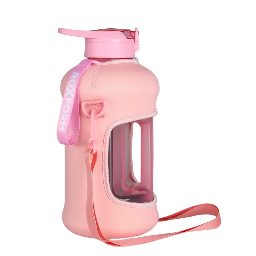 Roxform Suluk Matara 2200 ml, Premium PP Malzeme, Sağlıklı BPA & BPS İçermez, Kılıflı, Çift Kapaklı, Koku Yapmaz, Sızdırmaz ve Dayanıklı, Pembe Kılıf, Pembe - 2