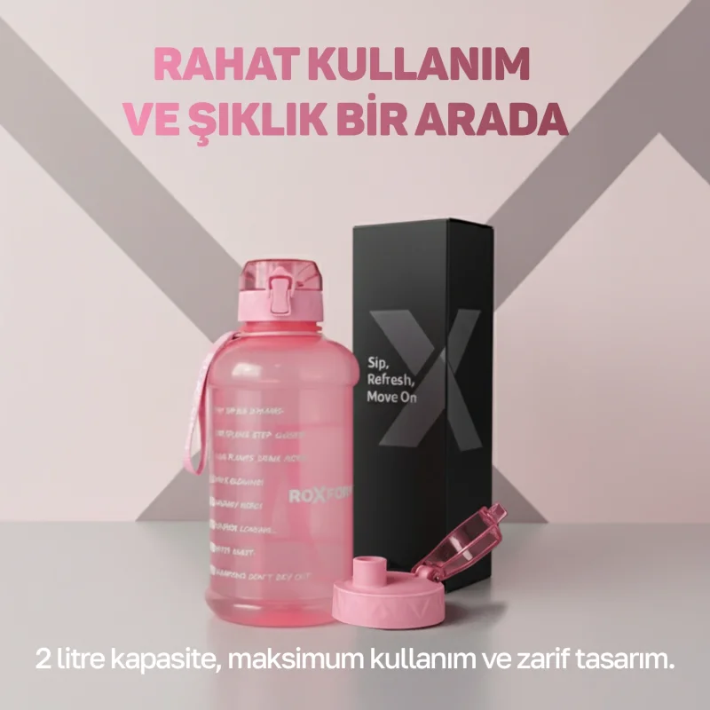 Roxform Suluk Matara 2200 ml, Premium PP Malzeme, Sağlıklı BPA & BPS İçermez, Kılıflı, Çift Kapaklı, Koku Yapmaz, Sızdırmaz ve Dayanıklı, Pembe Kılıf, Pembe - 11
