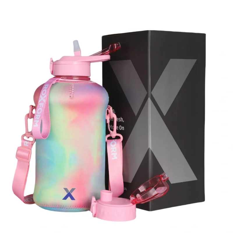 Roxform Suluk Matara 2200 ml, Premium PP Malzeme, Sağlıklı BPA & BPS İçermez, Kılıflı, Çift Kapaklı, Koku Yapmaz, Sızdırmaz ve Dayanıklı, Renkli Kılıf, Pembe - 1