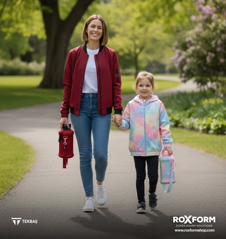 Roxform Suluk Matara 2200 ml, Premium PP Malzeme, Sağlıklı BPA & BPS İçermez, Kılıflı, Çift Kapaklı, Koku Yapmaz, Sızdırmaz ve Dayanıklı, Renkli Kılıf, Pembe - 4