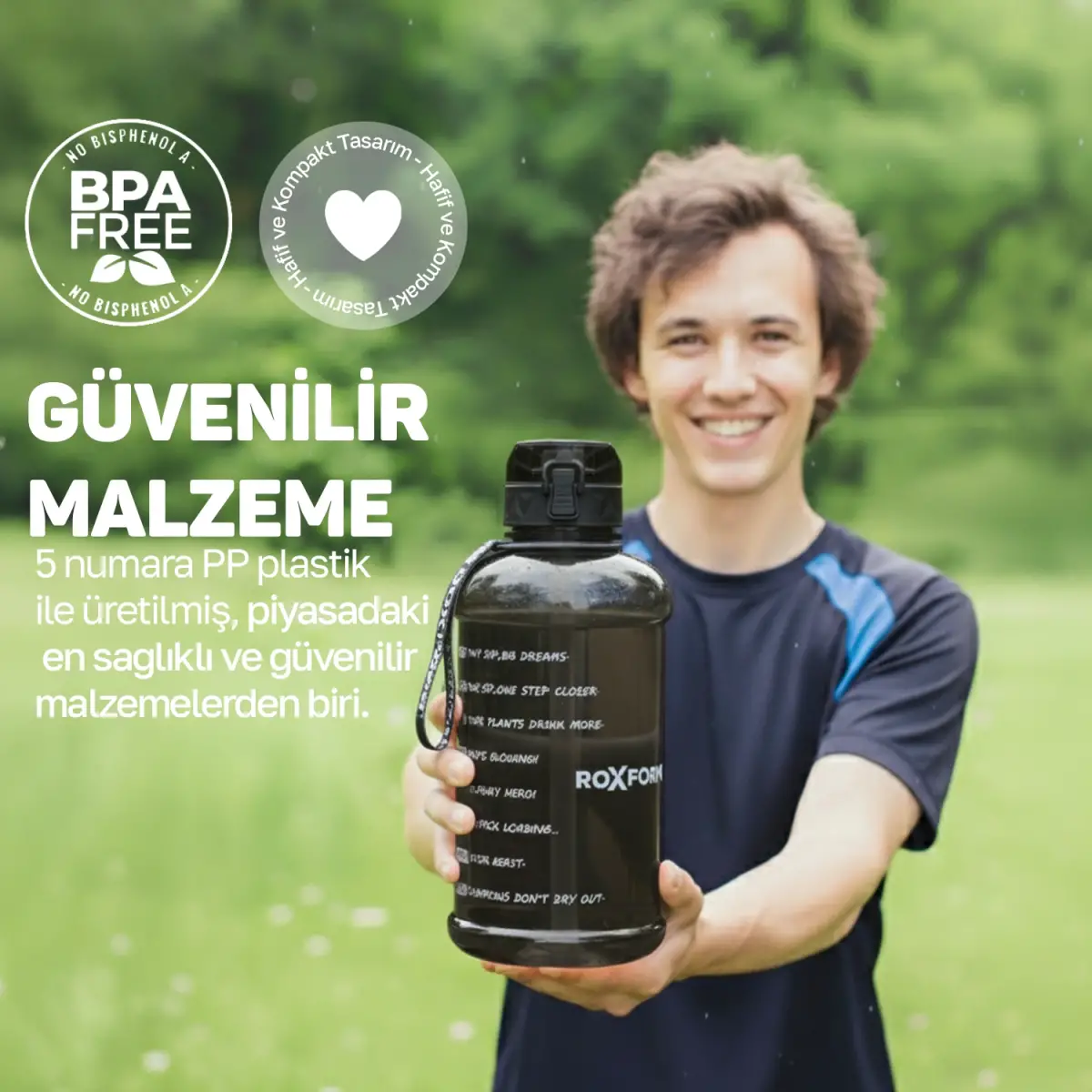 Roxform Suluk Matara 2200 ml, Premium PP Malzeme, Sağlıklı BPA & BPS İçermez, Kılıflı, Çift Kapaklı, Koku Yapmaz, Sızdırmaz ve Dayanıklı, Siyah Cep Kılıf, Siyah - 9