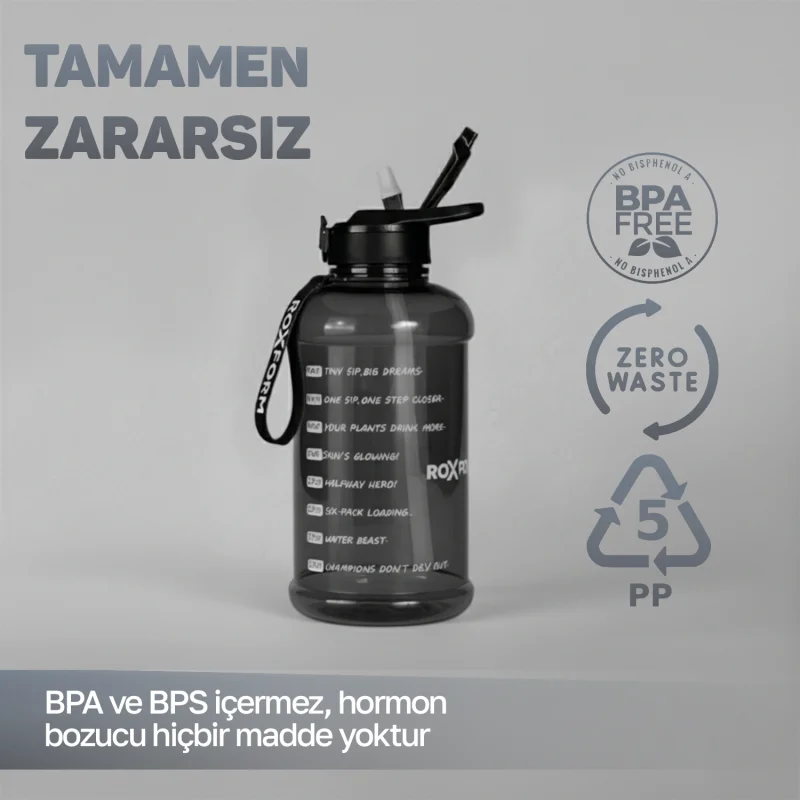 Roxform Suluk Matara 2200 ml, Premium PP Malzeme, Sağlıklı BPA & BPS İçermez, Kılıflı, Çift Kapaklı, Koku Yapmaz, Sızdırmaz ve Dayanıklı, Siyah Cep Kılıf, Siyah - 8