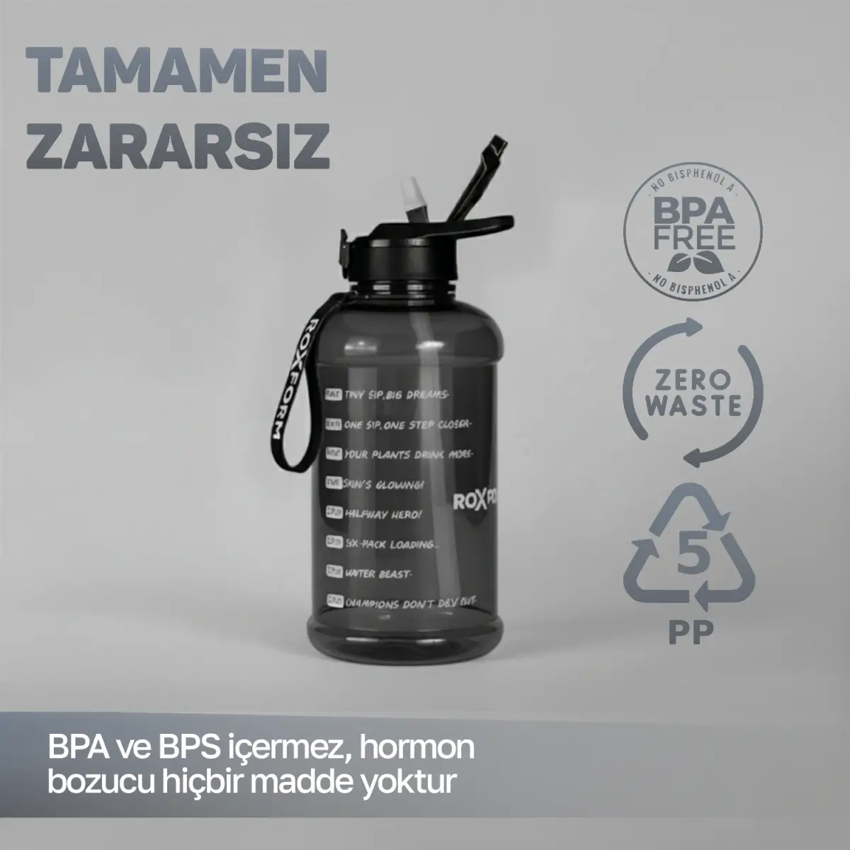 Roxform Suluk Matara 2200 ml, Premium PP Malzeme, Sağlıklı BPA & BPS İçermez, Kılıflı, Çift Kapaklı, Koku Yapmaz, Sızdırmaz ve Dayanıklı, Siyah Cep Kılıf, Siyah - 8