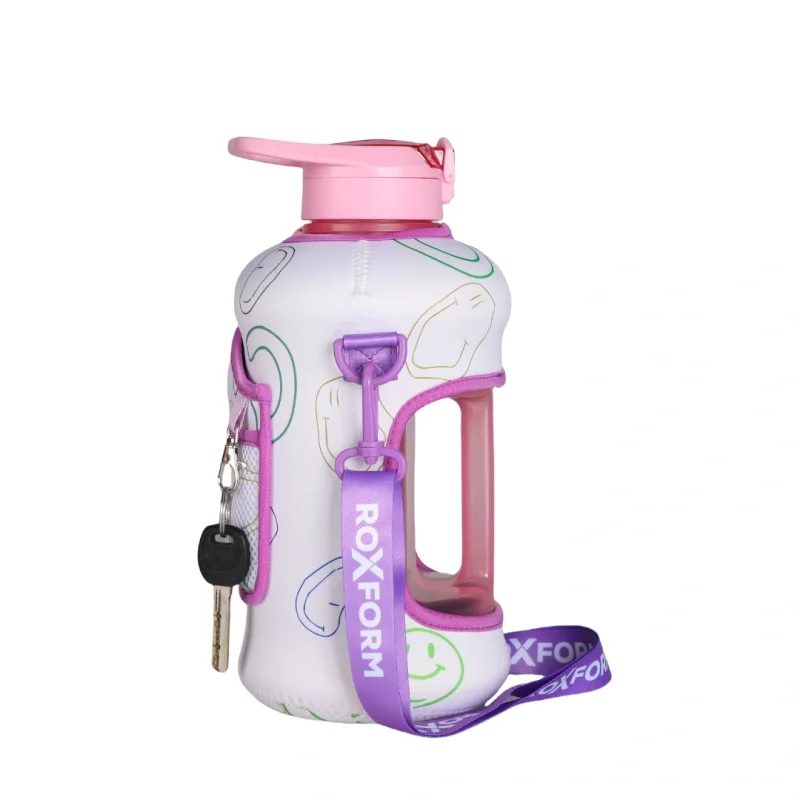 Roxform Suluk Matara 2200 ml, Premium PP Malzeme, Sağlıklı BPA & BPS İçermez, Kılıflı, Çift Kapaklı, Koku Yapmaz, Sızdırmaz ve Dayanıklı,Gülen Yüz Cep Kılıf, Pembe - 1