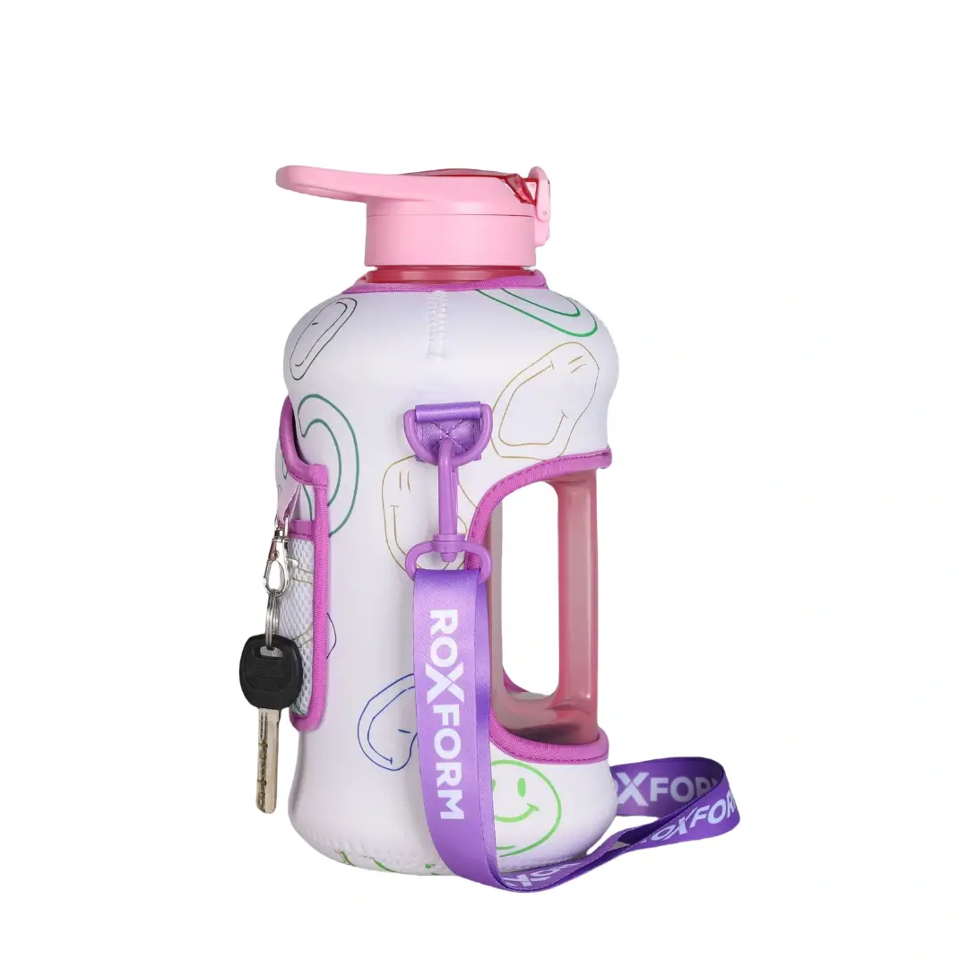 Roxform Suluk Matara 2200 ml, Premium PP Malzeme, Sağlıklı BPA & BPS İçermez, Kılıflı, Çift Kapaklı, Koku Yapmaz, Sızdırmaz ve Dayanıklı,Gülen Yüz Cep Kılıf, Pembe - 1