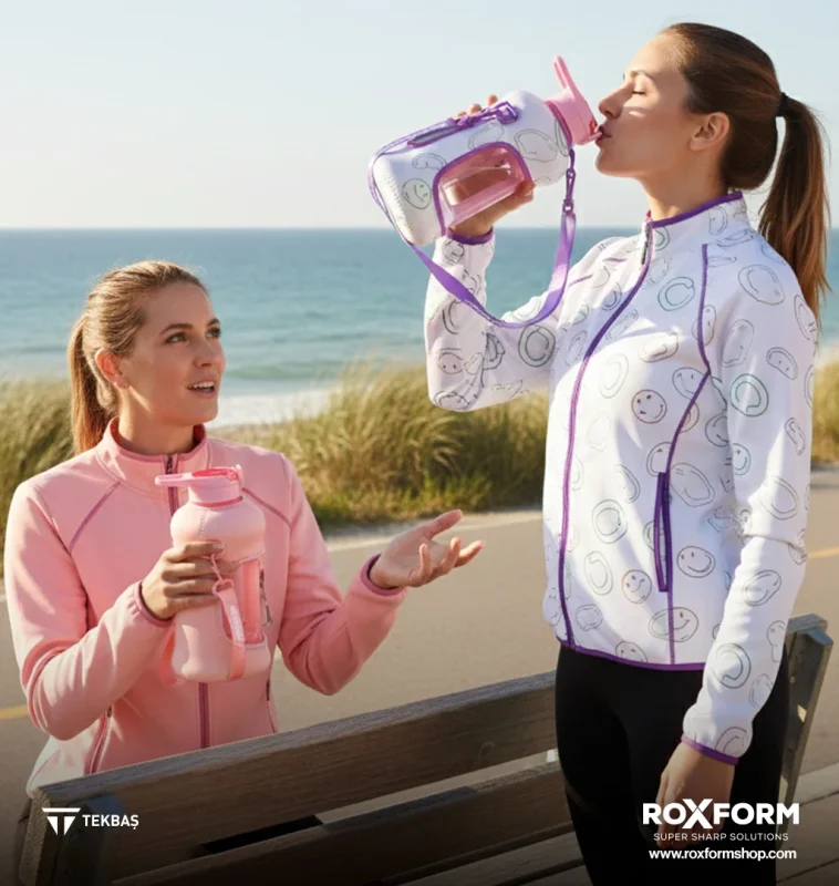 Roxform Suluk Matara 2200 ml, Premium PP Malzeme, Sağlıklı BPA & BPS İçermez, Kılıflı, Çift Kapaklı, Koku Yapmaz, Sızdırmaz ve Dayanıklı,Gülen Yüz Cep Kılıf, Pembe - 3